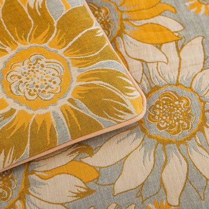 Trapunta vintage in garza di cotone con girasoli arancioni - image 10