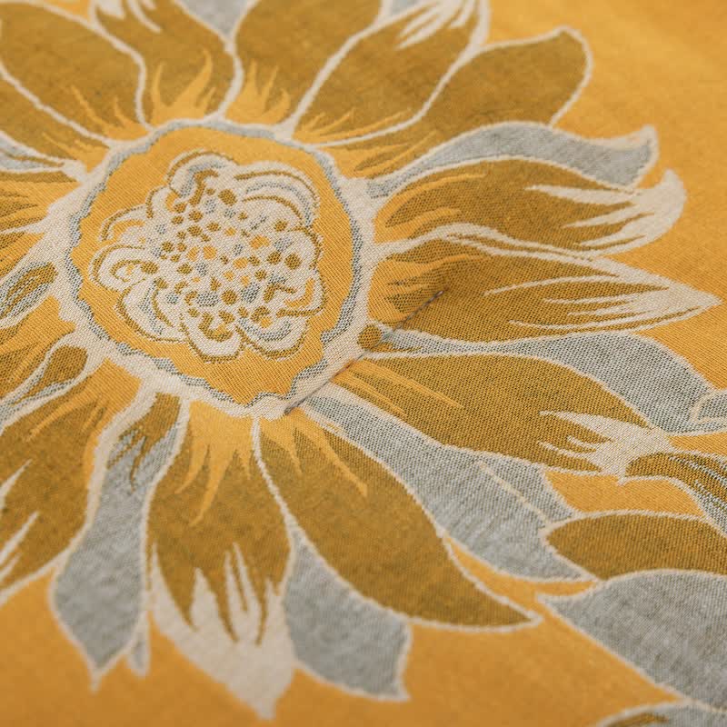 Trapunta vintage in garza di cotone con girasoli arancioni - image 11