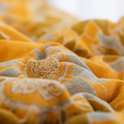 Trapunta vintage in garza di cotone con girasoli arancioni - image 4