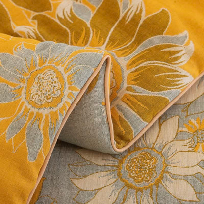 Trapunta vintage in garza di cotone con girasoli arancioni - image 12