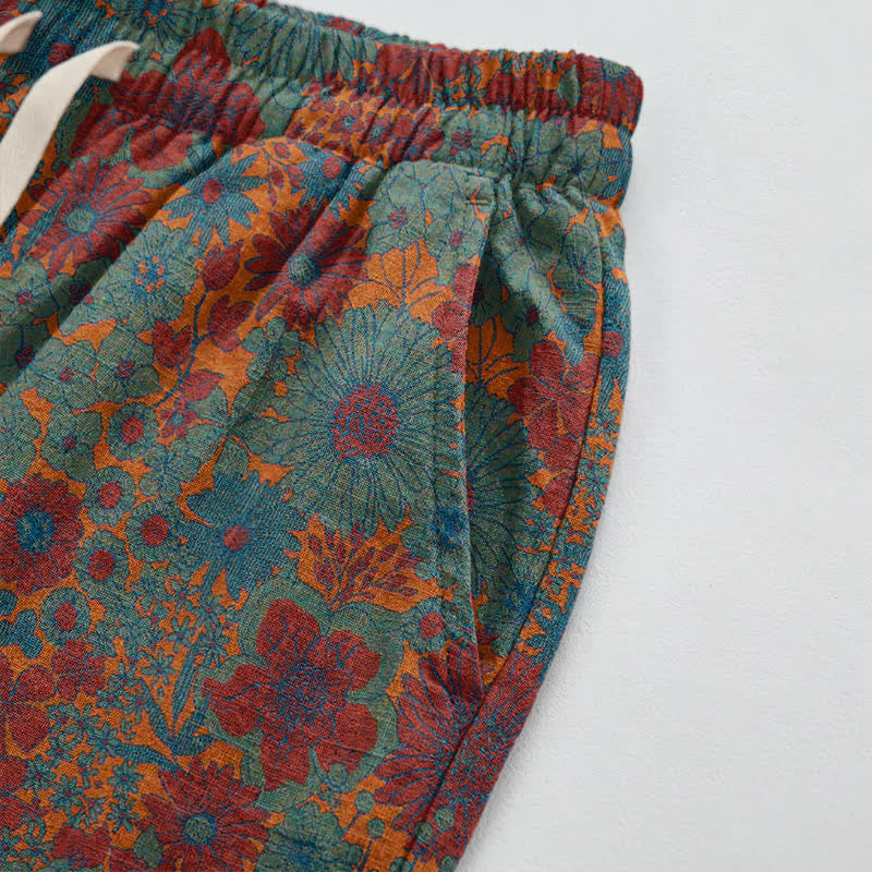 Pantaloni da casa in cotone con stampa artistica etnica. - image 9