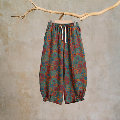 Pantaloni da casa in cotone con stampa artistica etnica. - Verde - XL - image 6