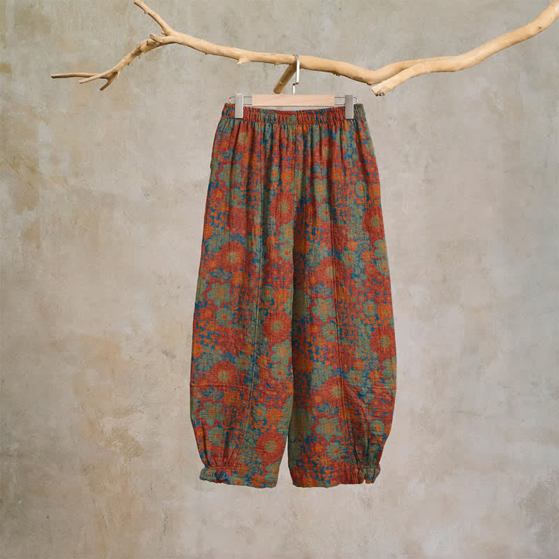 Pantaloni da casa in cotone con stampa artistica etnica. - image 1