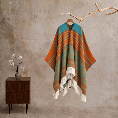 Poncho/scialle avvolgente in tessuto geometrico colorato - Pullover - 24" x 150cm - image 5