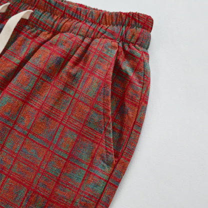 Pantaloni harem vintage in cotone a quadri rossi - image 3