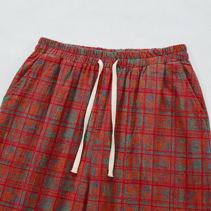 Pantaloni harem vintage in cotone a quadri rossi - image 2