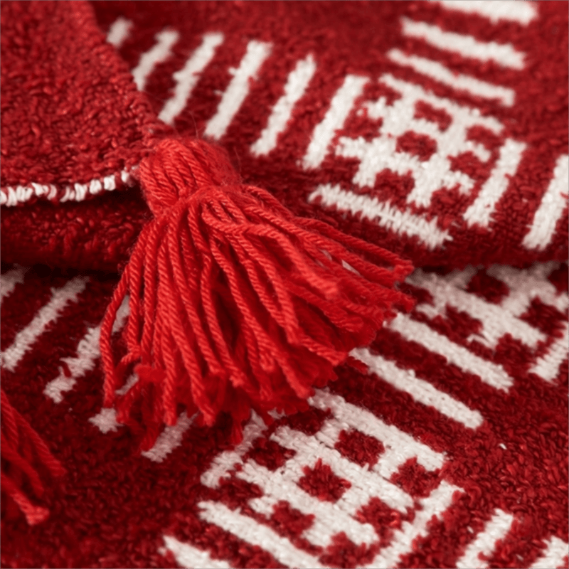 Coperta con nappe a righe geometriche rosse - image 3