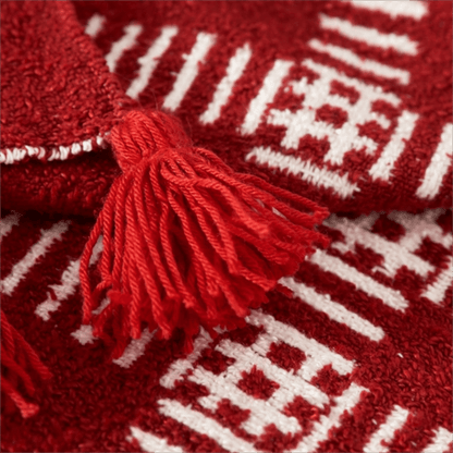 Coperta con nappe a righe geometriche rosse - image 3
