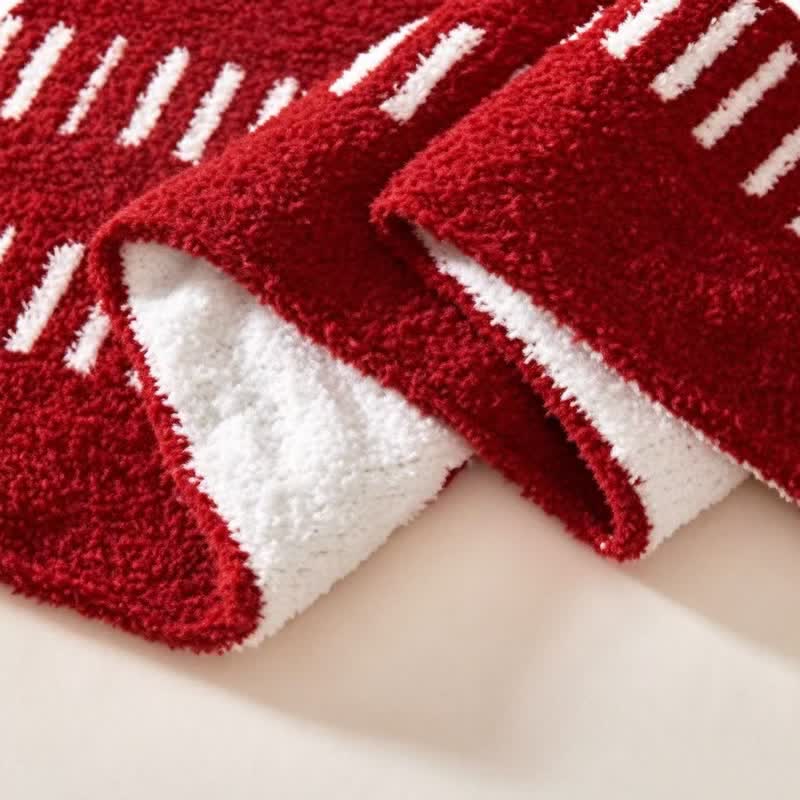 Coperta con nappe a righe geometriche rosse - image 4