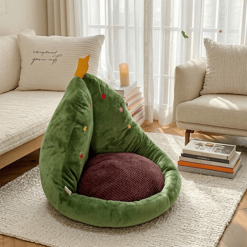 Cuscino di peluche a forma di albero di Natale - Verde - 19" x 15" - image 0