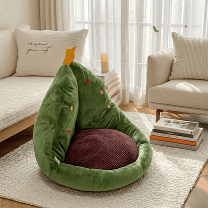 Cuscino di peluche a forma di albero di Natale - Verde - 19" x 15" - image 0
