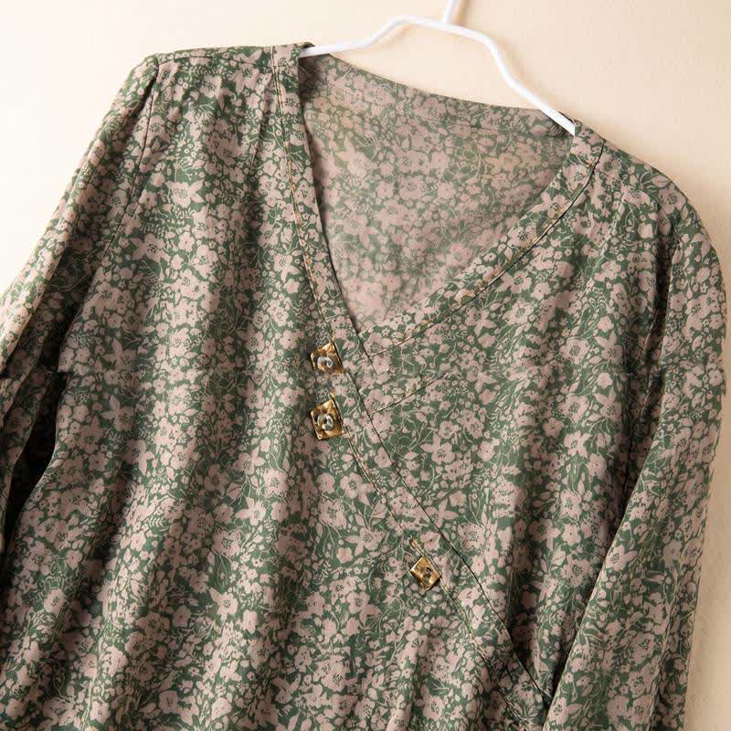 Camicia da casa vintage con incrocio a fantasia floreale - image 1