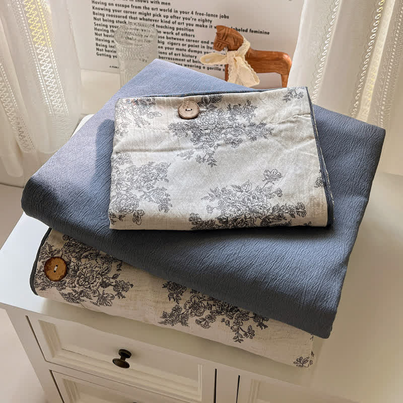 Set di biancheria da letto vintage in lino e cotone con motivi botanici. - image 4