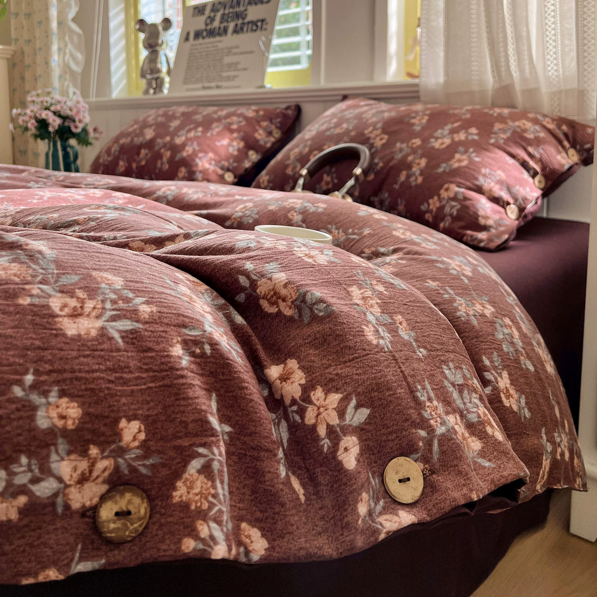 Set di biancheria da letto in lino e cotone stile rustico country-core - image 1