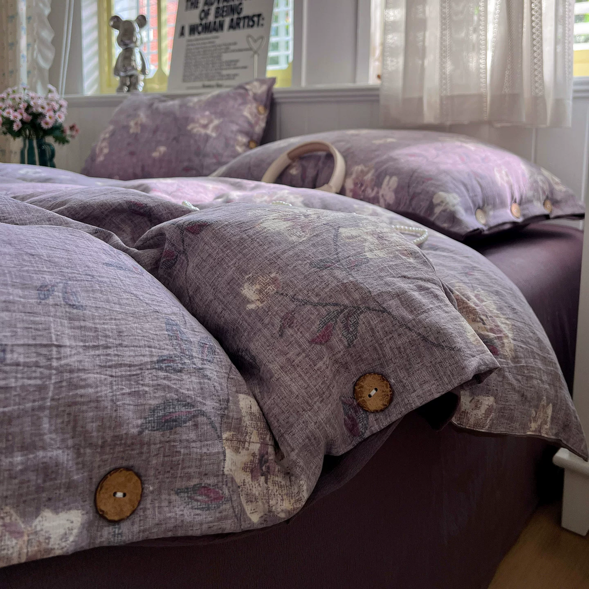 Set di biancheria da letto in lino e cotone stile rustico vintage - image 3