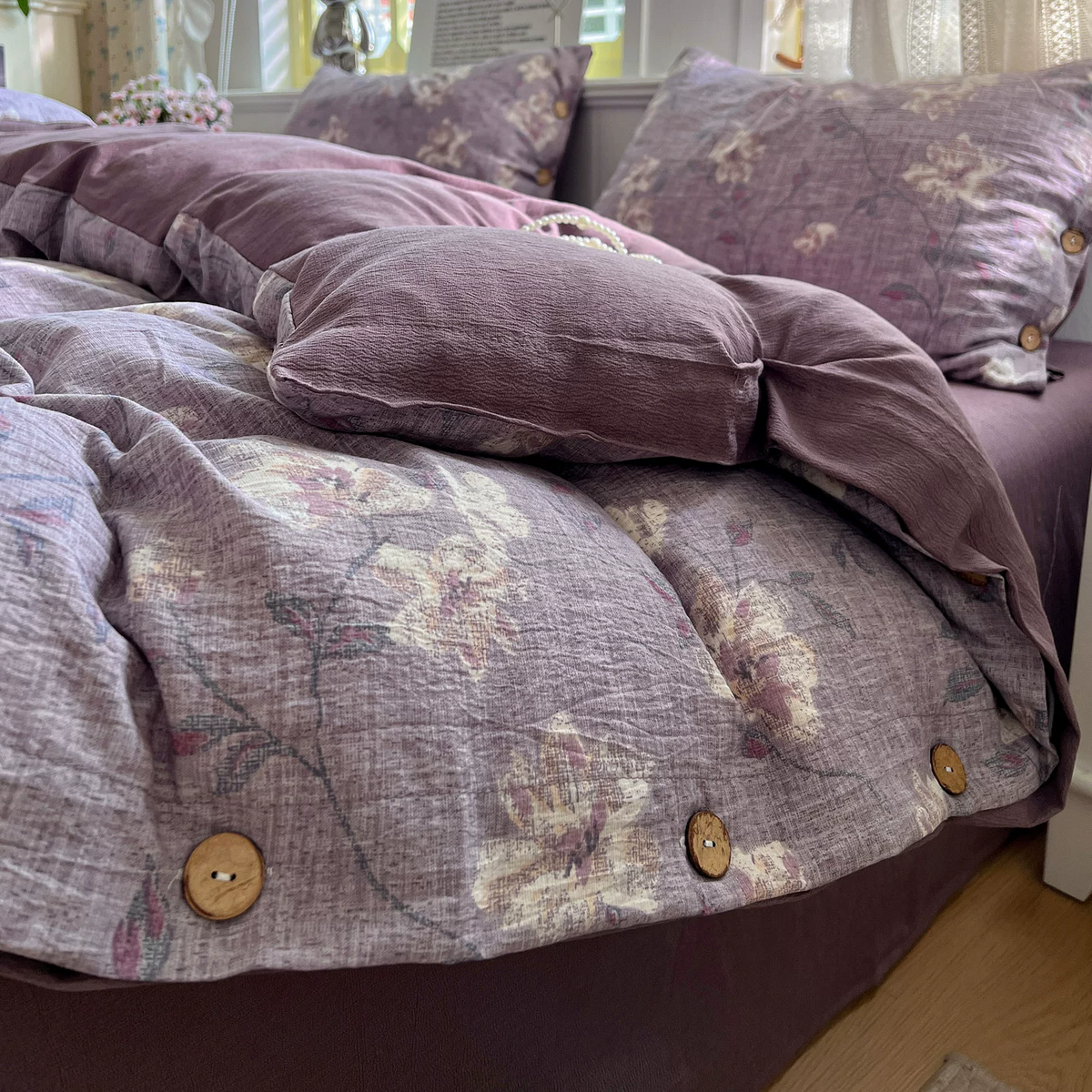 Set di biancheria da letto in lino e cotone stile rustico vintage - image 1
