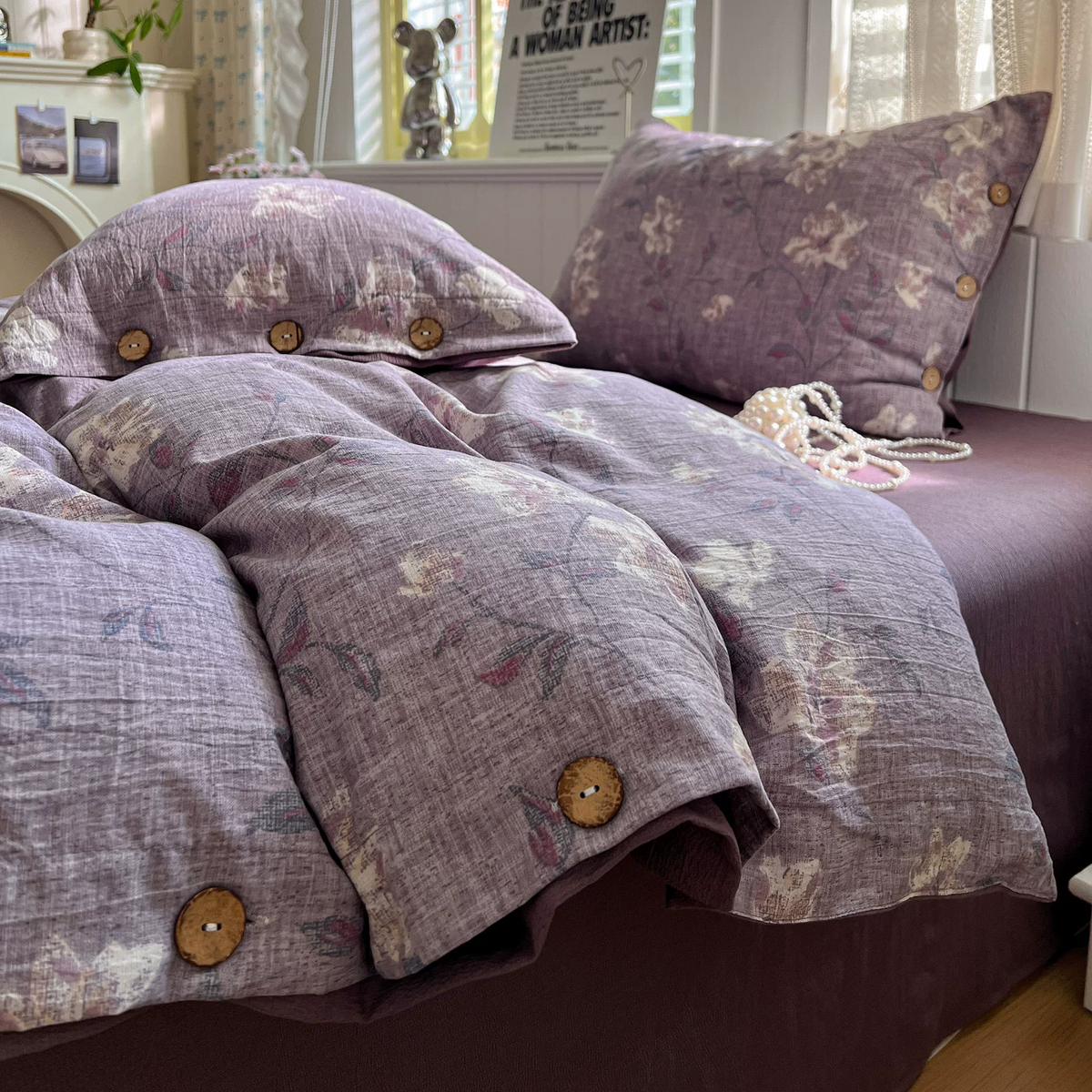 Set di biancheria da letto in lino e cotone stile rustico vintage - image 2
