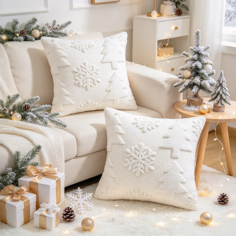 Fodera per cuscino con motivo a rilievo di albero di Natale e fiocchi di neve. - image 12
