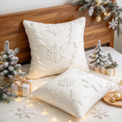 Fodera per cuscino con motivo a rilievo di albero di Natale e fiocchi di neve. - image 11