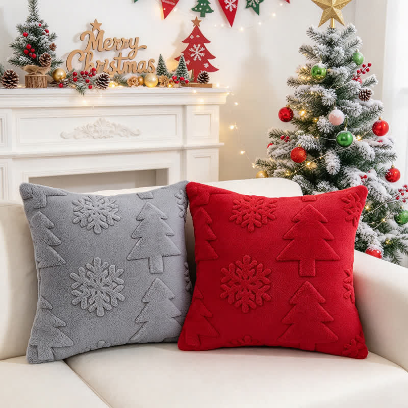 Fodera per cuscino con motivo a rilievo di albero di Natale e fiocchi di neve. - image 18