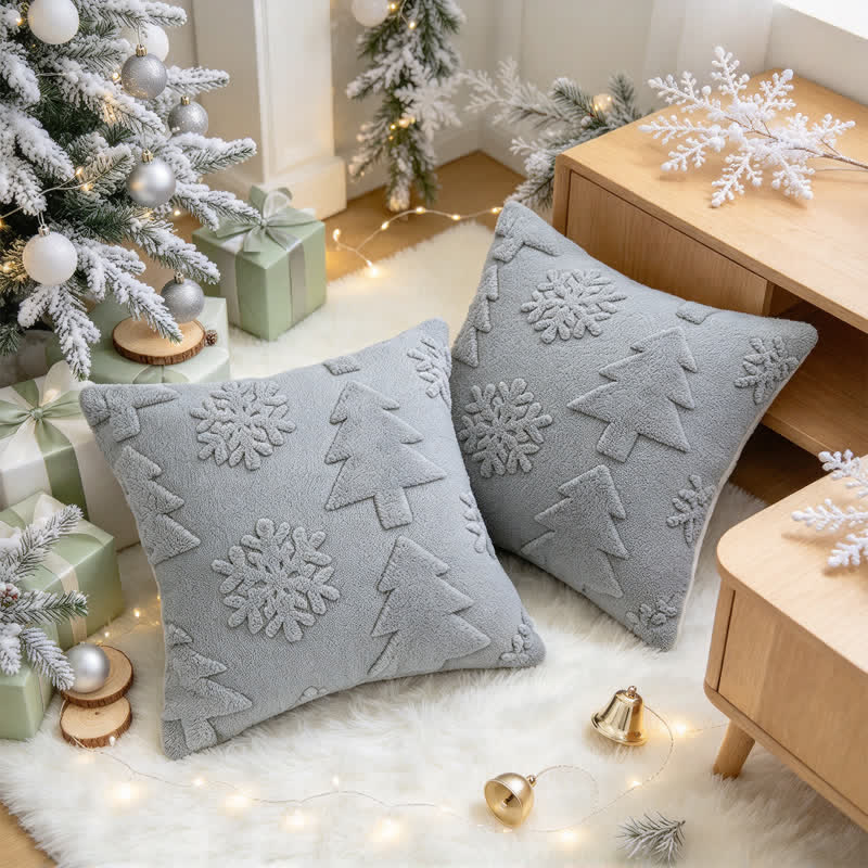 Fodera per cuscino con motivo a rilievo di albero di Natale e fiocchi di neve. - image 16