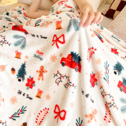 Coperta decorativa con camioncino natalizio color crema e fiocco per albero di Natale. - image 8
