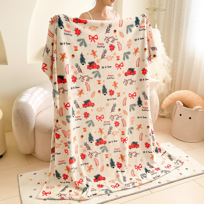 Coperta decorativa con camioncino natalizio color crema e fiocco per albero di Natale. - image 5