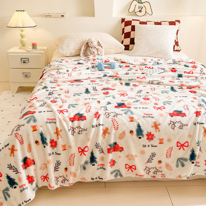 Coperta decorativa con camioncino natalizio color crema e fiocco per albero di Natale. - image 1