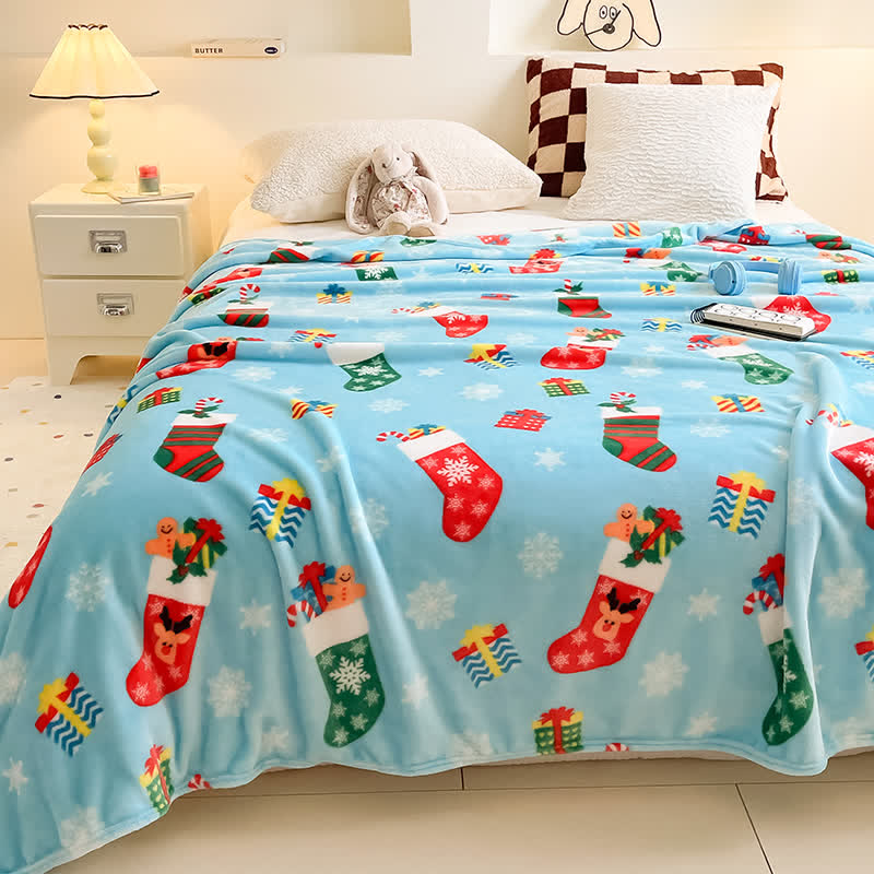Calza di Natale blu con fiocchi di neve - Coperta - image 1