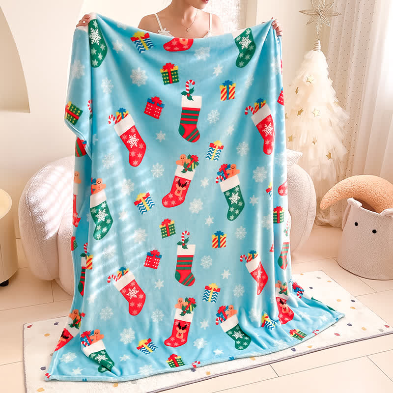 Calza di Natale blu con fiocchi di neve - Coperta - image 6
