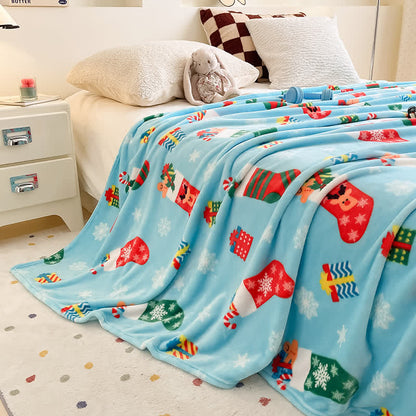 Calza di Natale blu con fiocchi di neve - Coperta - Blu - 79" x 91" - image 0