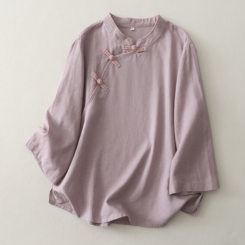 Camicia da casa classica con colletto alla coreana, modello rilassato. - Viola - 2XL - image 1