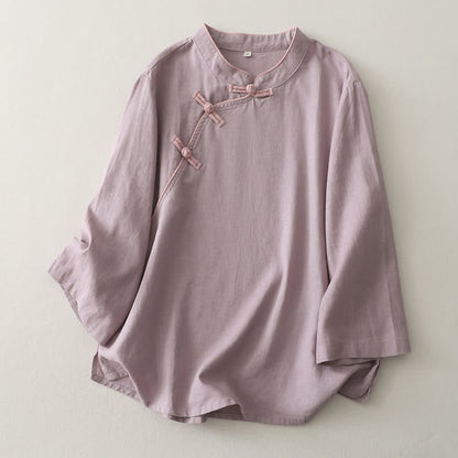 Camicia da casa classica con colletto alla coreana, modello rilassato. - Viola - 2XL - image 1