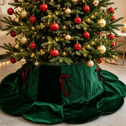 Colletto in velluto a forma di albero di Natale con gonna di petali - Verde scuro - 4 pezzi - 37" Base x 16" Piano x 20cm - image 2