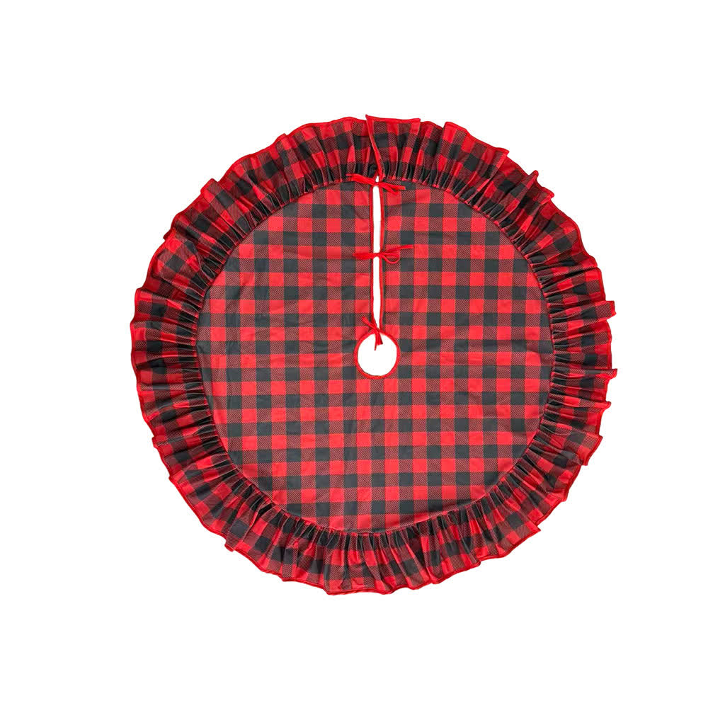 Gonna per albero di Natale a quadri con bordo arricciato - image 3