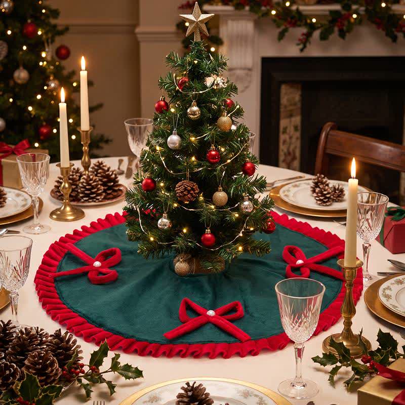 Gonna per albero di Natale con fiocchi di perle. - Verde - 6 pezzi - 19" - image 7