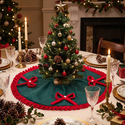 Gonna per albero di Natale con fiocchi di perle. - Verde - 6 pezzi - 19" - image 7
