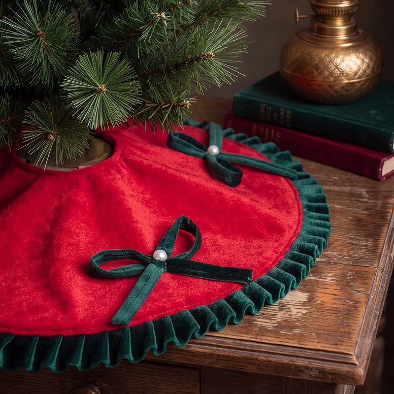 Gonna per albero di Natale con fiocchi di perle. - image 4