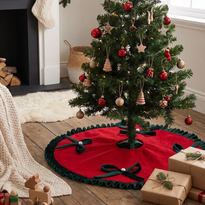 Gonna per albero di Natale con fiocchi di perle. - image 3