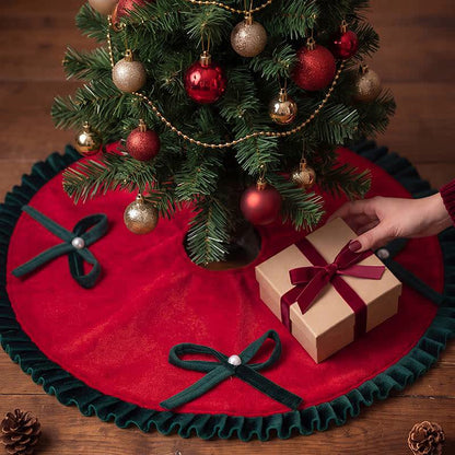 Gonna per albero di Natale con fiocchi di perle. - image 2