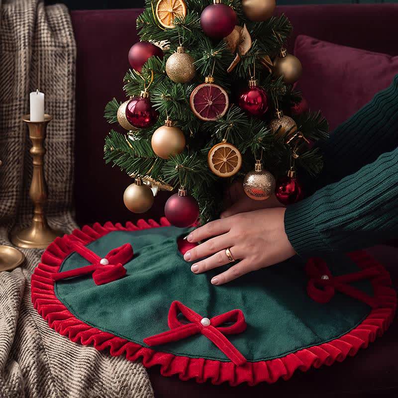 Gonna per albero di Natale con fiocchi di perle. - image 8