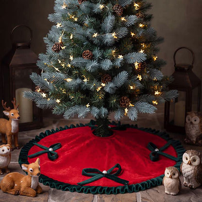 Gonna per albero di Natale con fiocchi di perle. - Rosso - 6 pezzi - 19" - image 1