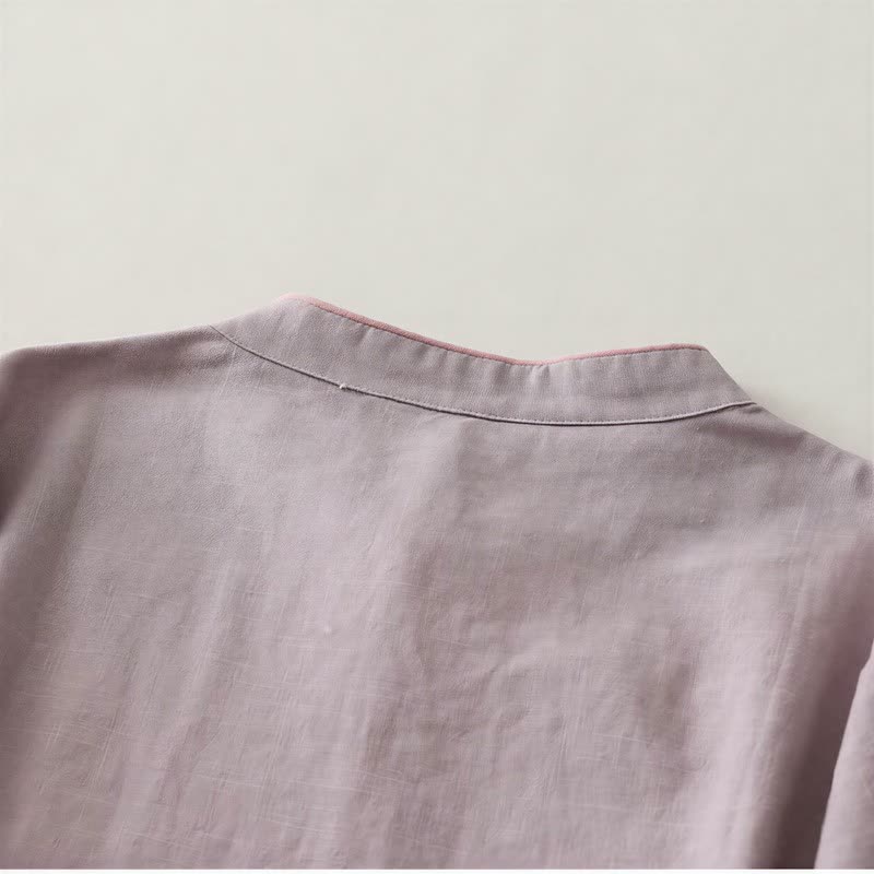 Camicia da casa classica con colletto alla coreana, modello rilassato. - image 4