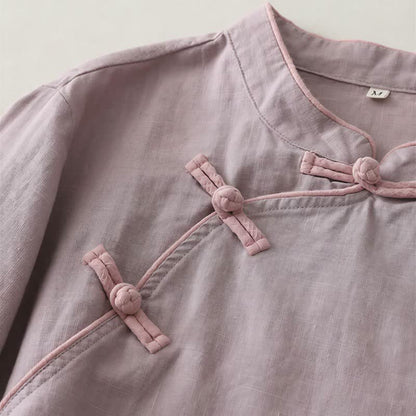 Camicia da casa classica con colletto alla coreana, modello rilassato. - image 3