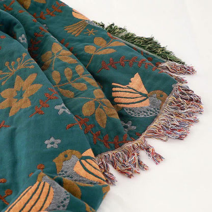 Trapunta reversibile traspirante Boho Flower Bird di Ownkoti