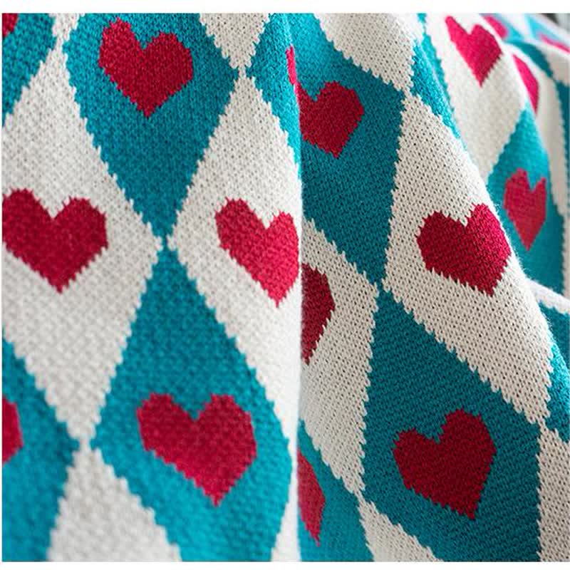 Coperta decorativa lavorata a maglia Diamond & Love