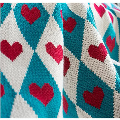 Coperta decorativa lavorata a maglia Diamond & Love
