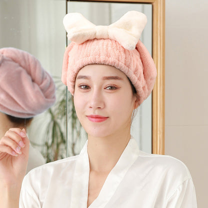Cappello per asciugare i capelli con elastico a fiocco