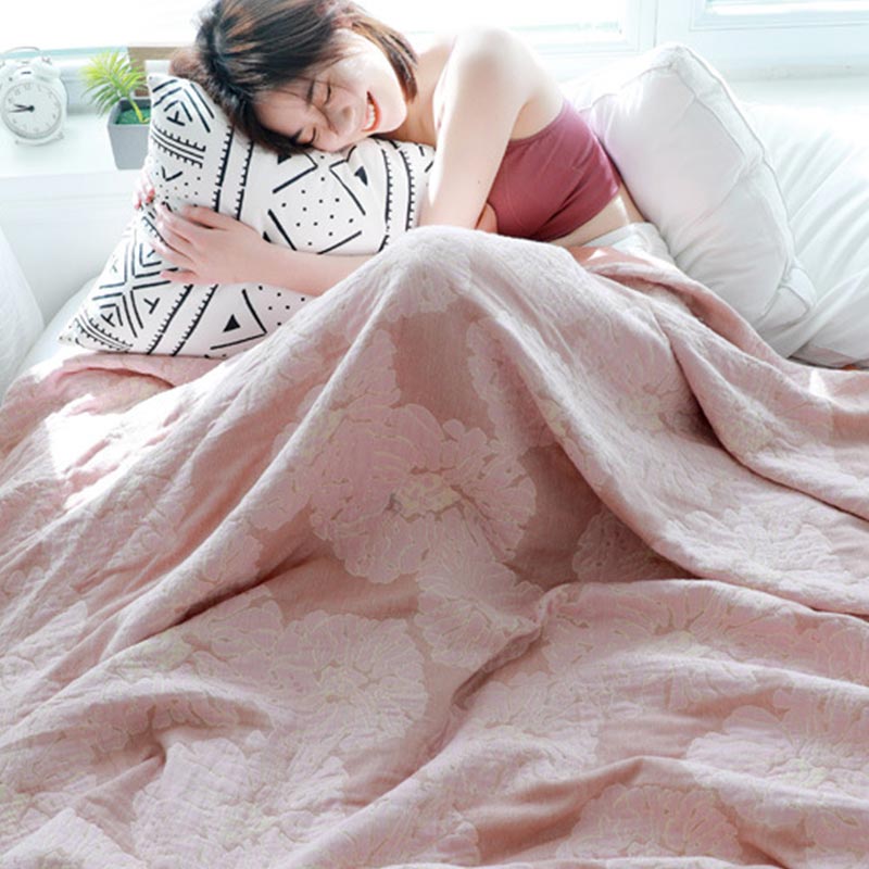 Trapunta reversibile leggera in cotone Peony