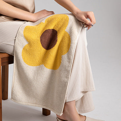 Asciugamano traspirante in cotone colorblock con motivo floreale